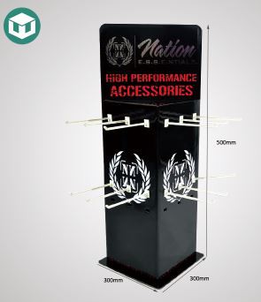 Black three-sided hook display Black three-sided hook display